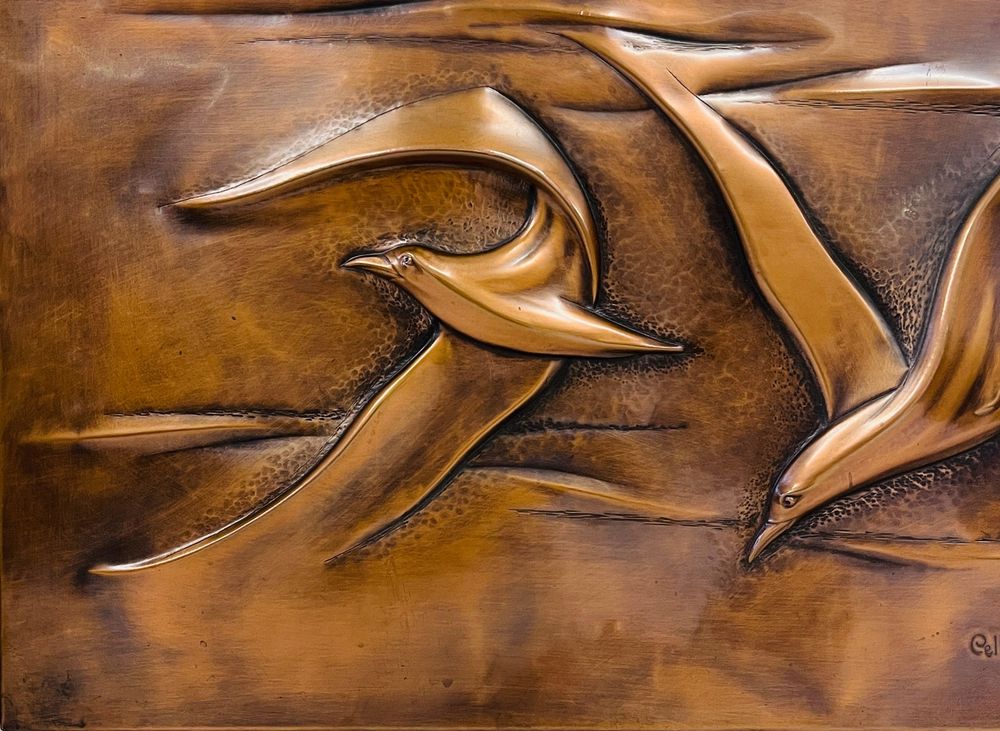 Grosse Art Deco Kupfer Relief- Mit Vögeln- Sig. Cellini | Kaufen auf ...