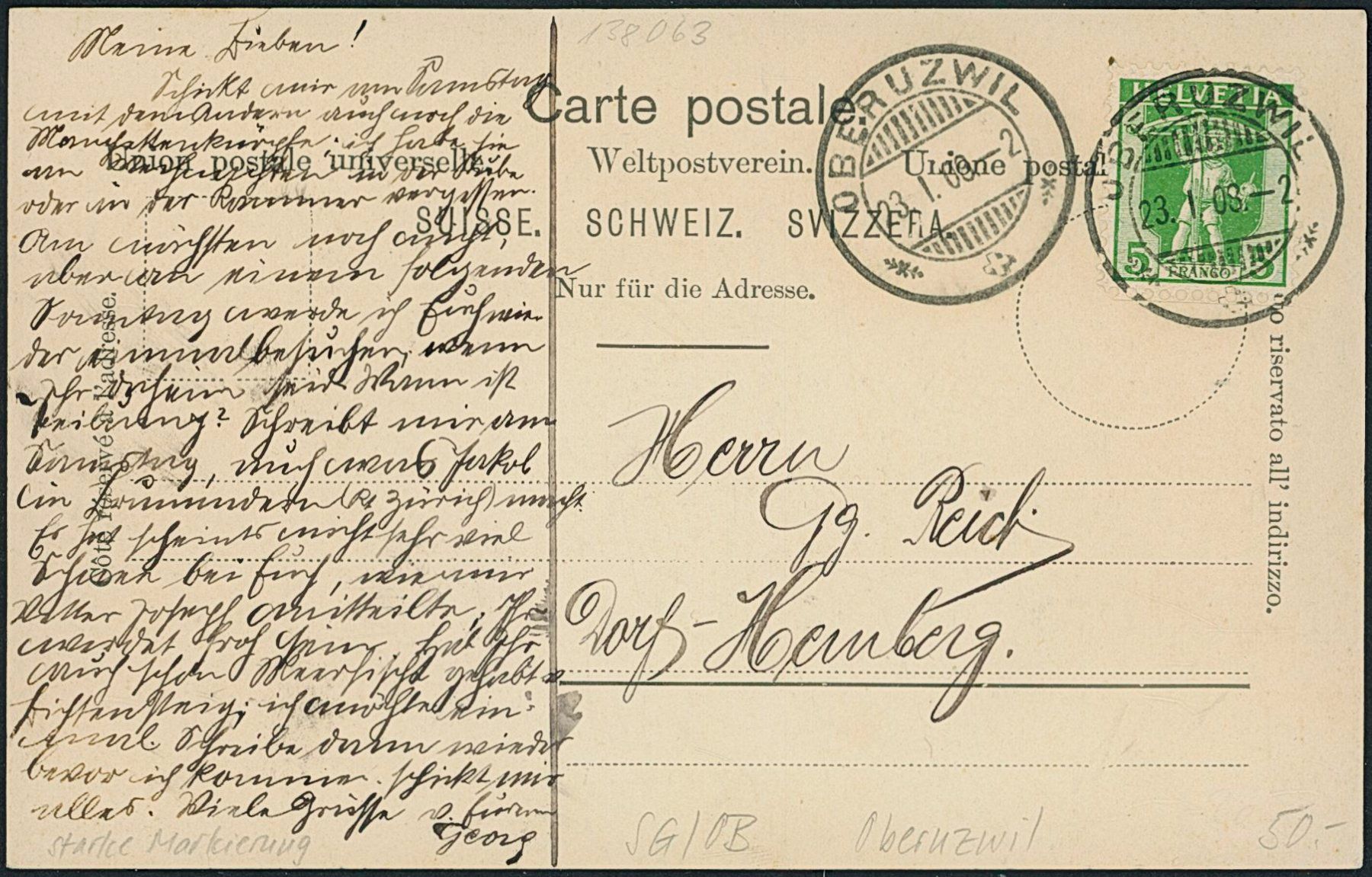 Cartoline postali: SG Oberuzwil – Usato da Schindellegi venduto da stationary 1