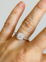 1.00 Сt 6,5mm WHITE MOISSANITE ring  certified 55,5MM