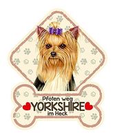 Hundeschild mit Saugn.YORKSHIRE-PFTEN WE