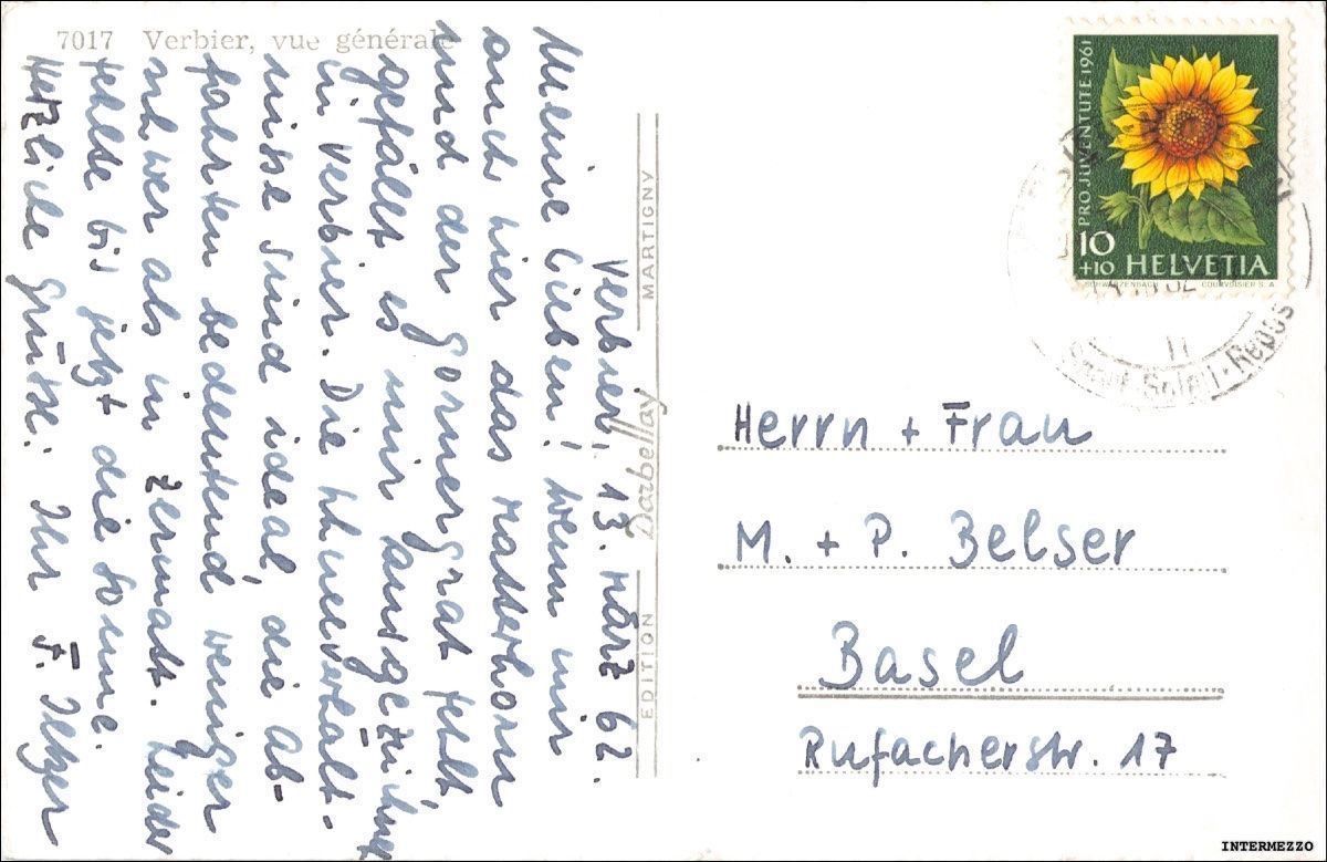Cartoline postali: Verbier VS // vue générale Skilift 1962 – Usato da Basel venduto da intermezzo12 1