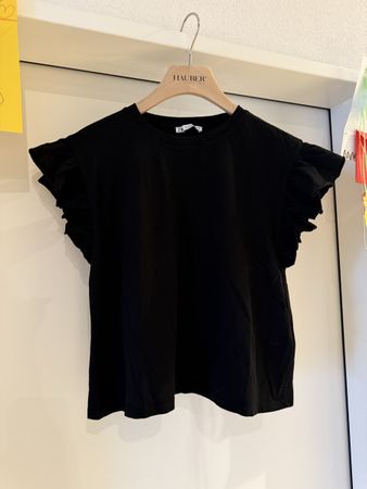 Zara T-Shirt schwarz, Rüschenärmel