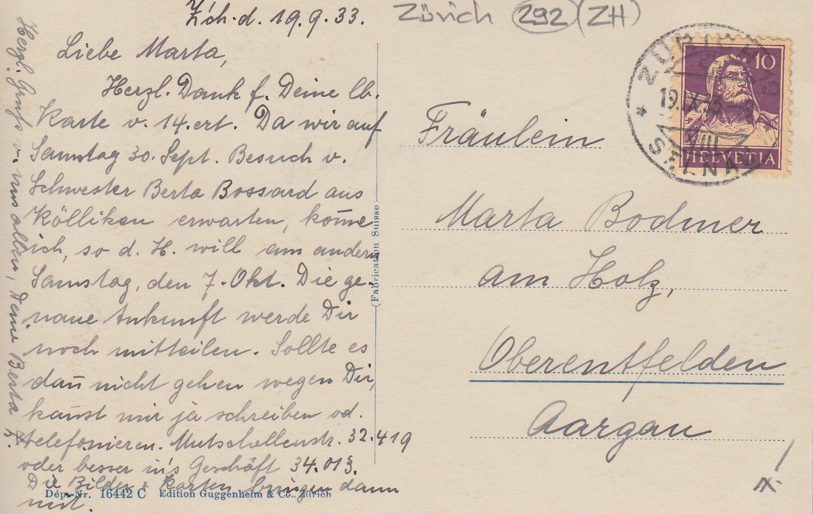 Cartoline postali: Zürich   ZH  -  Segelboot       um 1933 – Usato da Brig venduto da Valcards54 1