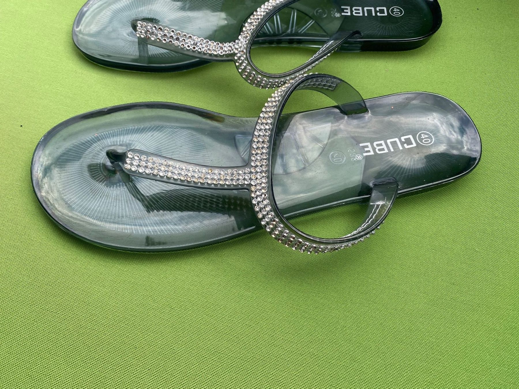 Cube Damenschuhe: SUMMERTIME - stylische Flip-Flops mit Décor, rauchblau, 40 – Gebraucht aus Winkel von ferrari2022 2