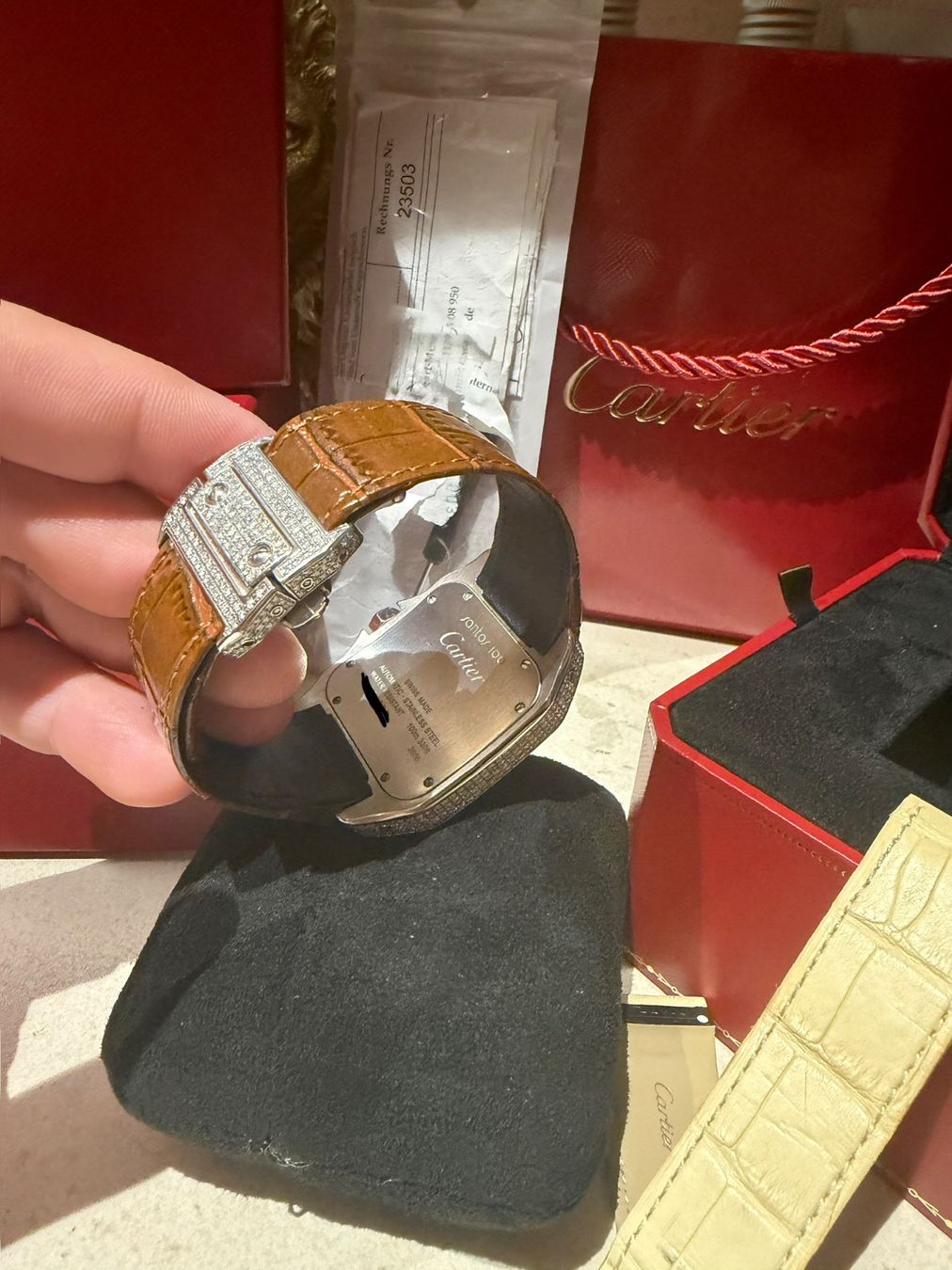 Cartier Orologi: Cartier Santos 100XL FULL ICED OUT – Usato da Niederuzwil venduto da Zef123 3