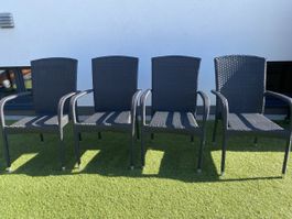 4 Stk. Polyrattan Gartenstühle