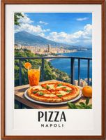 Poster affiche Impression Pizza Vintage rétro déco