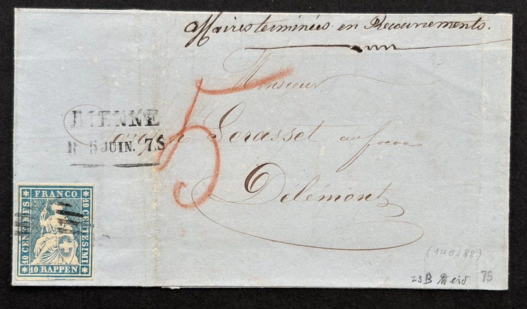 Tutti i francobolli: FALTBRIEF STRUBEL 23B VON 1856 – Usato da Ostermundigen venduto da Heavenmaus75