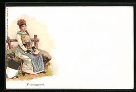 Präge-AK Fribourgeoise, Frau in Schweiz