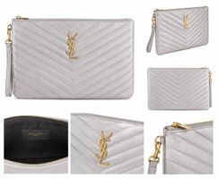 Saint Laurent Paris Monogram Clutch in Silber – Original