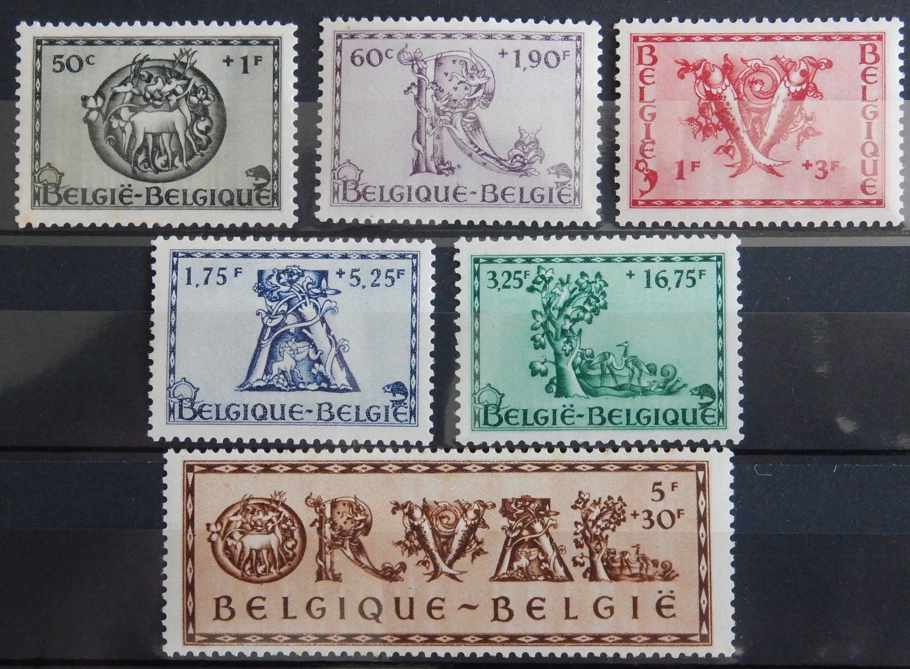 Tutti i francobolli: Belgien Kat. 642-647 ** 1943 – Usato da Zürich venduto da Muehlekauf