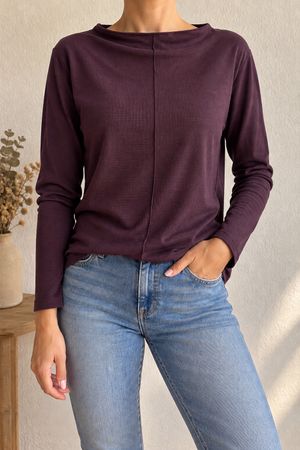 💜 HANRO Pullover Gr. L Aubergine – weich & elegant NEU
