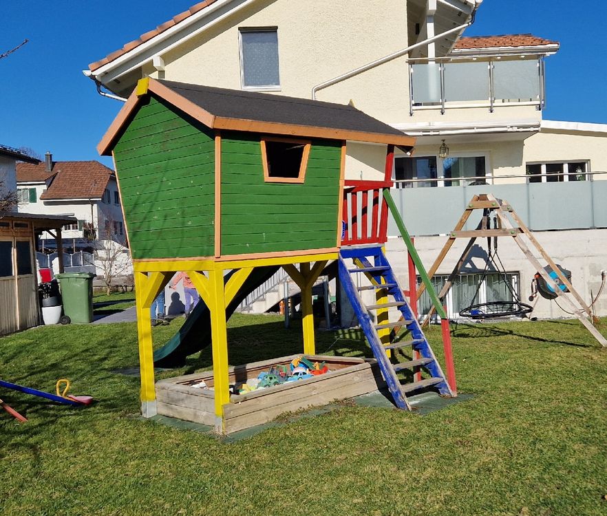 Spiel Gartenhaus für Kinder mit Rutsche und Sandkasten Acheter sur