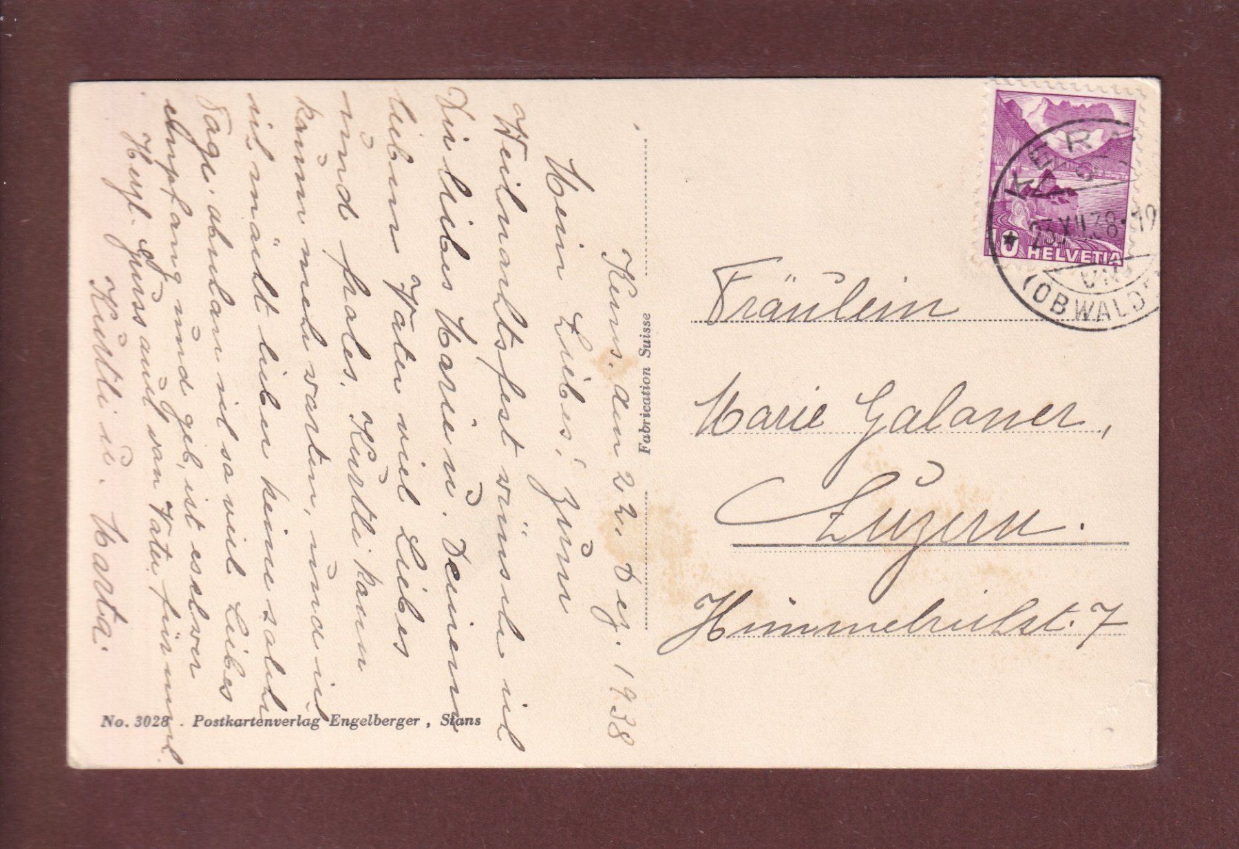 Cartoline postali: FLÜELI-RANFT - Melchtalerberge - 1938 – Usato da Pully venduto da nicecards 1