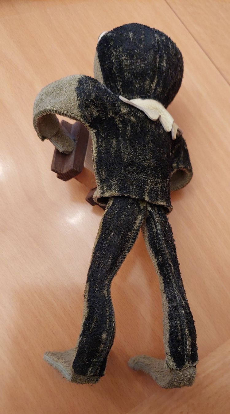 Statuette: FROSCH aus Leder mit Handorgel, handgemacht – Usato da Immensee venduto da Djinny 2