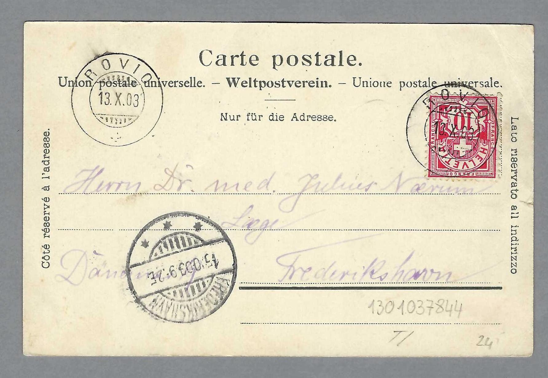 Cartoline postali: 1903, ROVIO – Usato da Pura venduto da ulisse1957 1