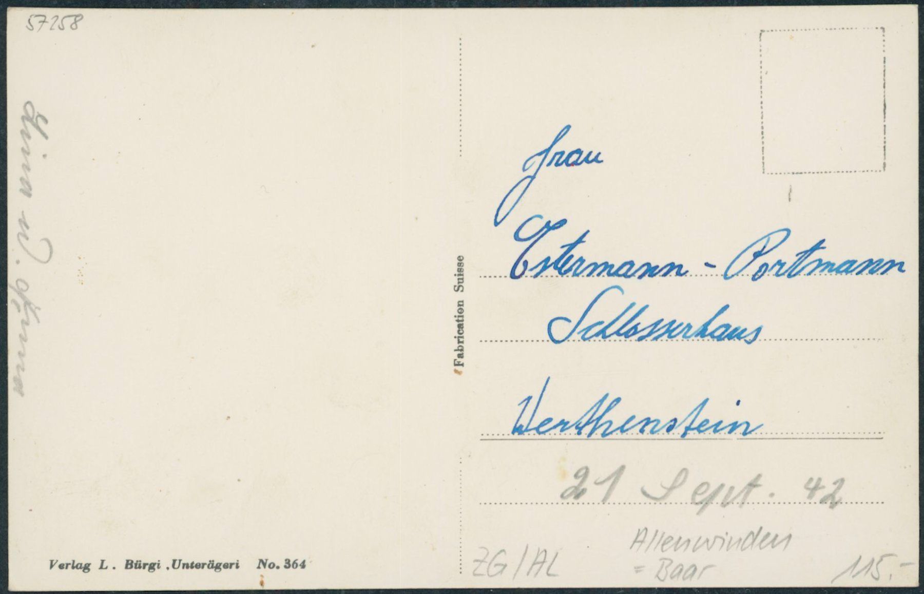Cartoline postali: ZG Allenwinden - Baar – Nuovo (secondo la descrizione) da Schindellegi venduto da stationary 1