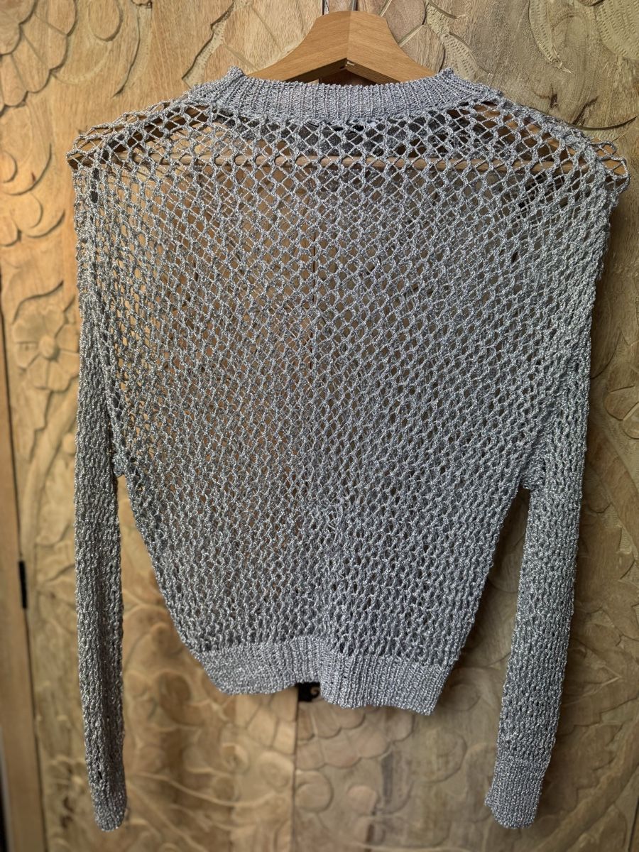 Stradivarius Maglioni & Felpe: Silbernes Netzoberteil, Sommer Netz-Pullover - S – Usato da Wettingen venduto da JasminL92-3 2