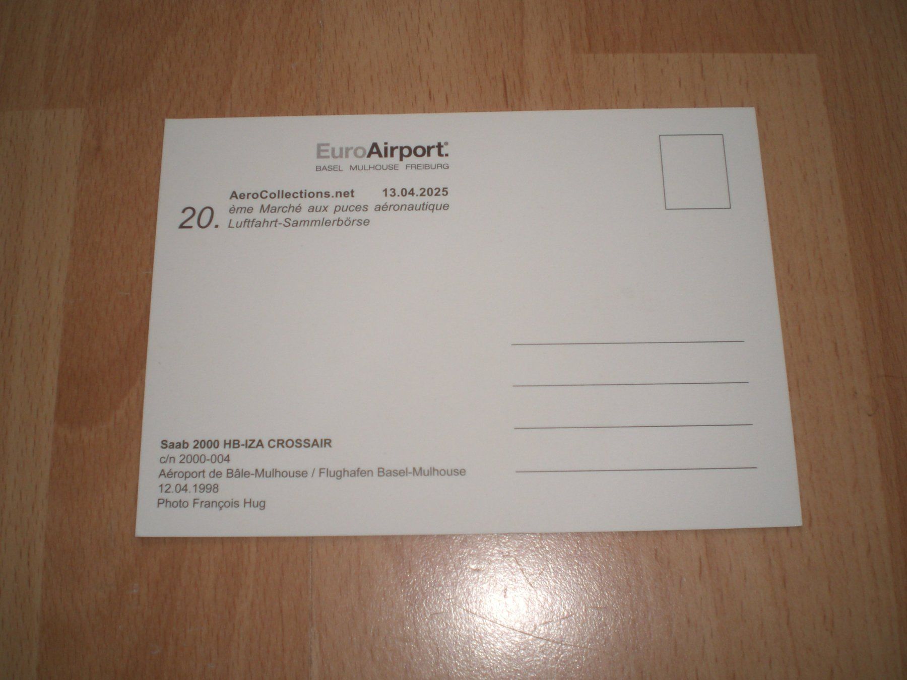 Cartoline postali: Ansichtskarte Saab 2000 HB-IZA – Usato da Grellingen venduto da Neuron67 1