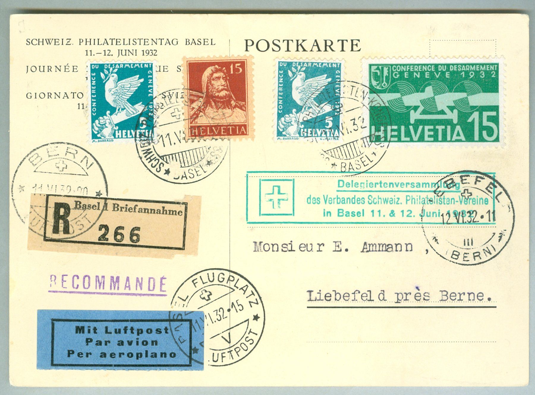 Alle Briefmarken: 1932 Schweiz Bedarfsluftpost – Gebraucht aus Zürich von yago-rot