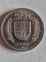 5 Franken 1989 - vertiefte Randschrift   Top-Stück