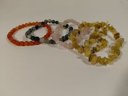 5 bracelets en pierre 17 cm