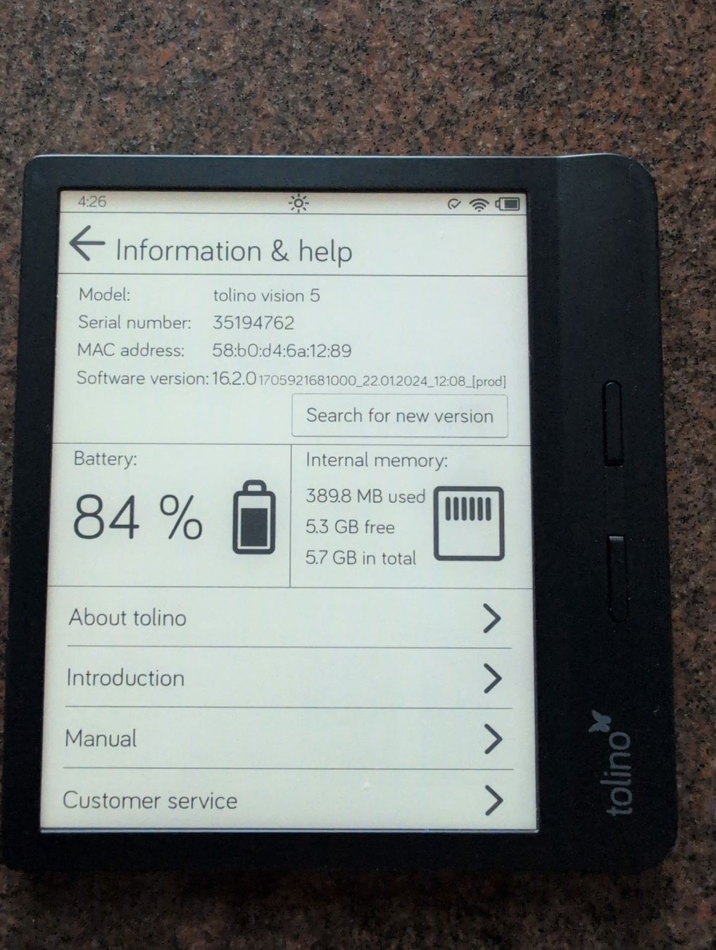 Tolino Tablet PC: Tolino E-Reader vision 5, mit Hülle, wie neu – Gebraucht aus Zürich von fschenkel 3