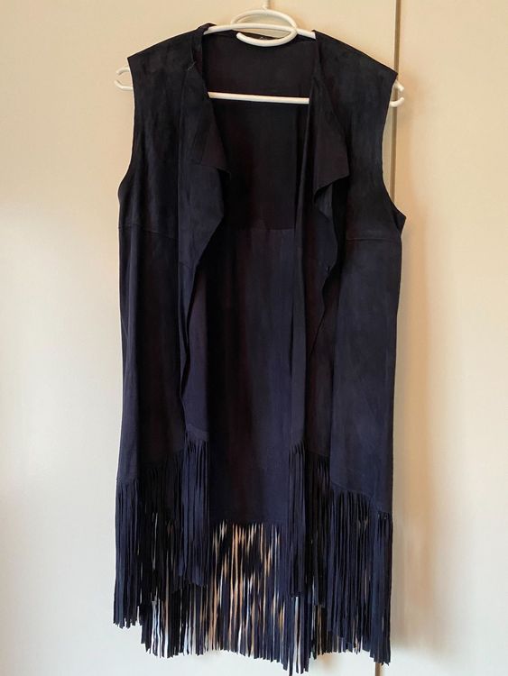 Gilet Femme à Franges Style Hippie Années 70 - Faux Daim, Ouvert Devant - Sans Manches - Couleur Rose Et Autres - Pour Look Boho, Western, Décontracté