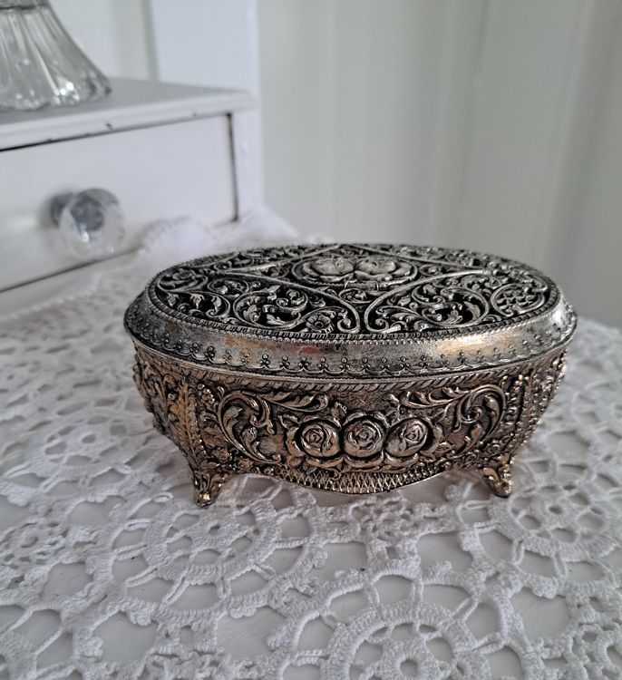 Boîte à bijoux ancienne en albâtre, boîte à bijoux ronde vintage en albâtre vert pour bijoux, ancienne petite boîte à bijoux en albâtre imprimée de