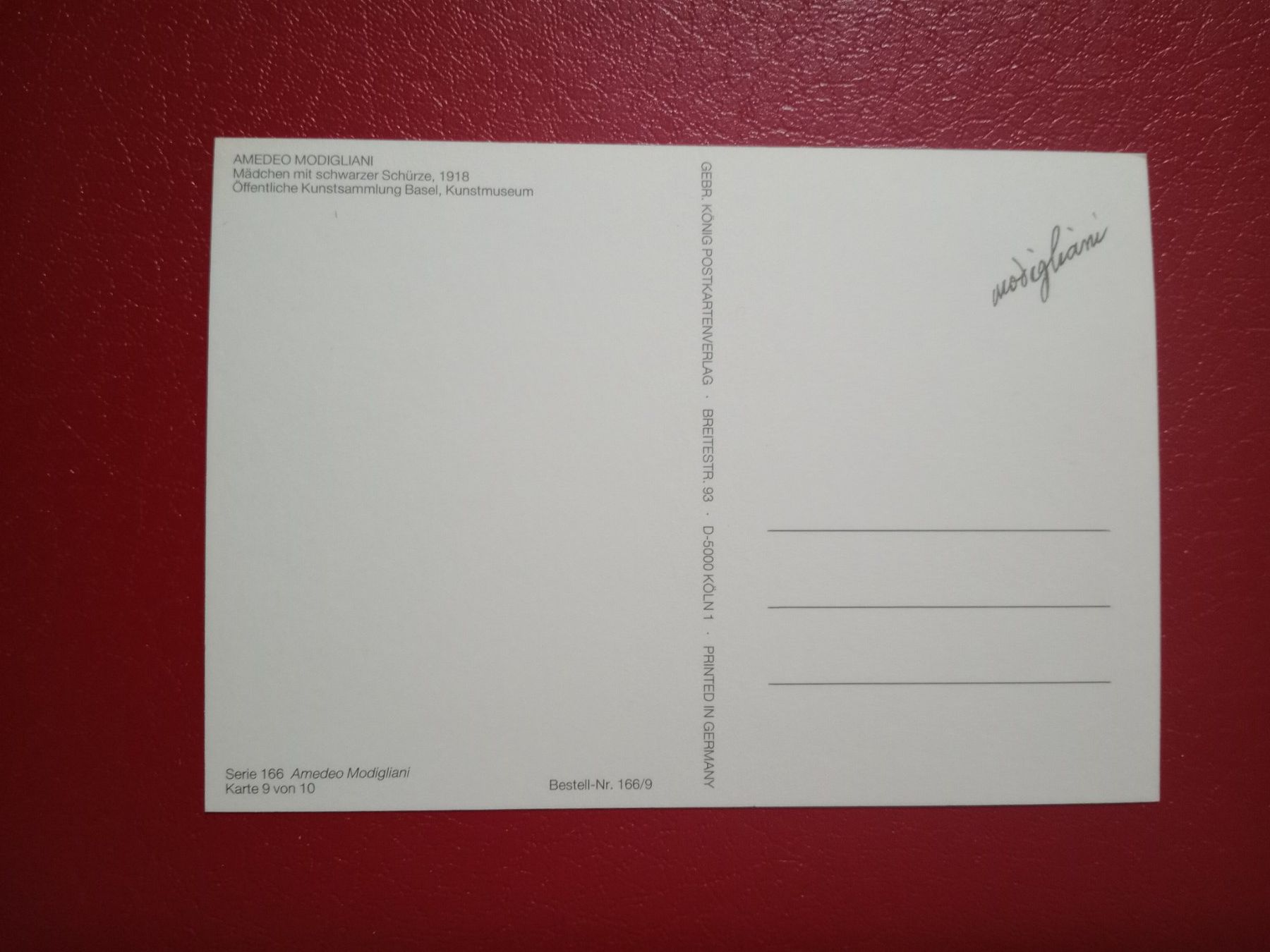 Cartoline postali: AK Kunst Amedeo Modigliani " Mädchen....." (802) – Usato da Küttigen venduto da Melisch1000 1