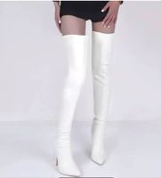 Overknee Leder Gr.45 /Gr.44weiss Fetisch