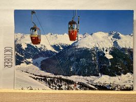 AK von Gondelbahn in Davos mit Bergpanorama