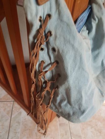 Sac années 90 jeans 100% coton - franges daim marque Frangi