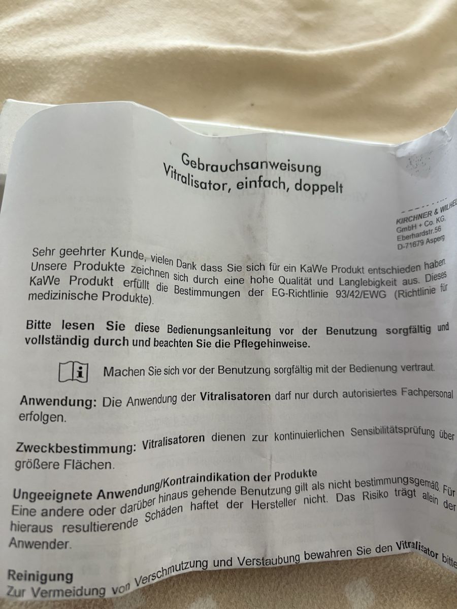 Medizinische Geräte: REF E-68100 Vitralisator mit Kadelrolle E-68102 neu – Gebraucht aus Neftenbach von Carbom 2