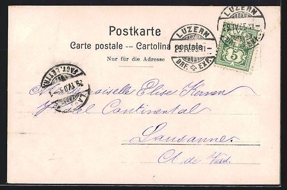 Cartoline postali: Lucerne, Arrivée à l'Hotel Schweizerho – Usato da Berlin venduto da bartko-reher 1