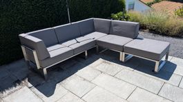 Ecksofa Gartensofa Metall Anthrazit Sitzgruppe Outdoor