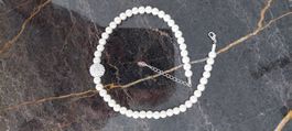 "Modeschmuck" Perlenkette mit Steinchen-Kugel NEU