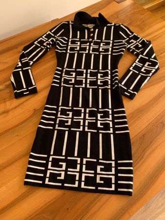 Esther H. Paris Strickkleid, Grösse 38, Schwarz/Weiss Gr. S