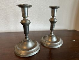 Antike Zinn-Kerzenständer, 2 Stück, für gemütliche Abende
