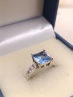 Vintage 925er Silber Ring mit Topas Edelstein, Zirkonia Top
