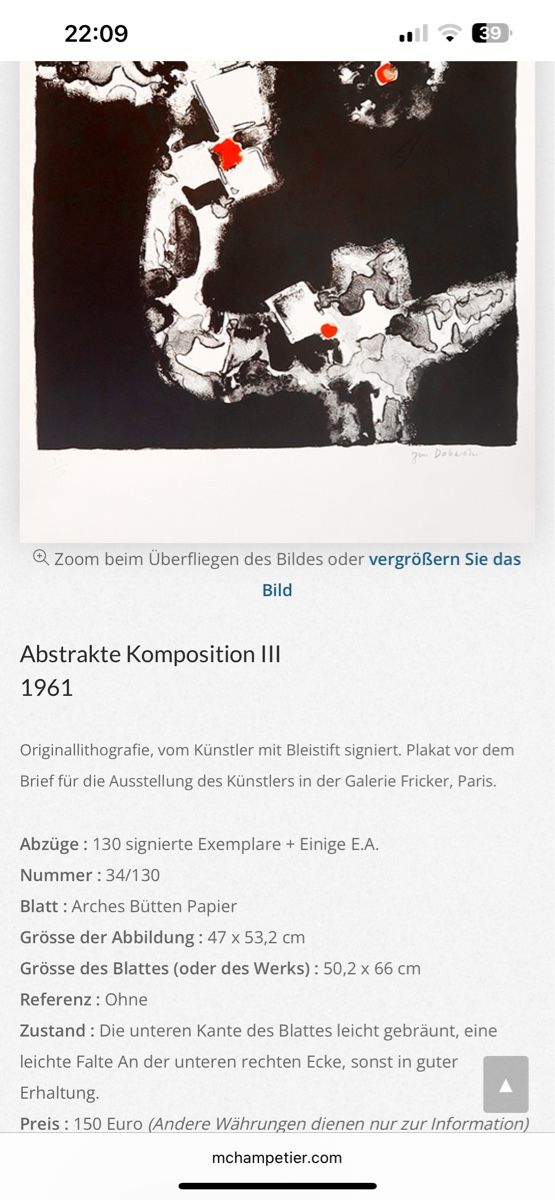 Grafica & Litografie: Original Litho "Abstrakte Komposition III", Jun Dobashi – Usato da Glarus venduto da KunstWerkEr-LS87 9