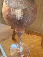 DEKO GLAS KELCH -GLITZER-ROSA