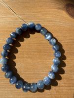 Blauer Kyanit Armband 7mm Elastisch Edler Edelstein Schmuck