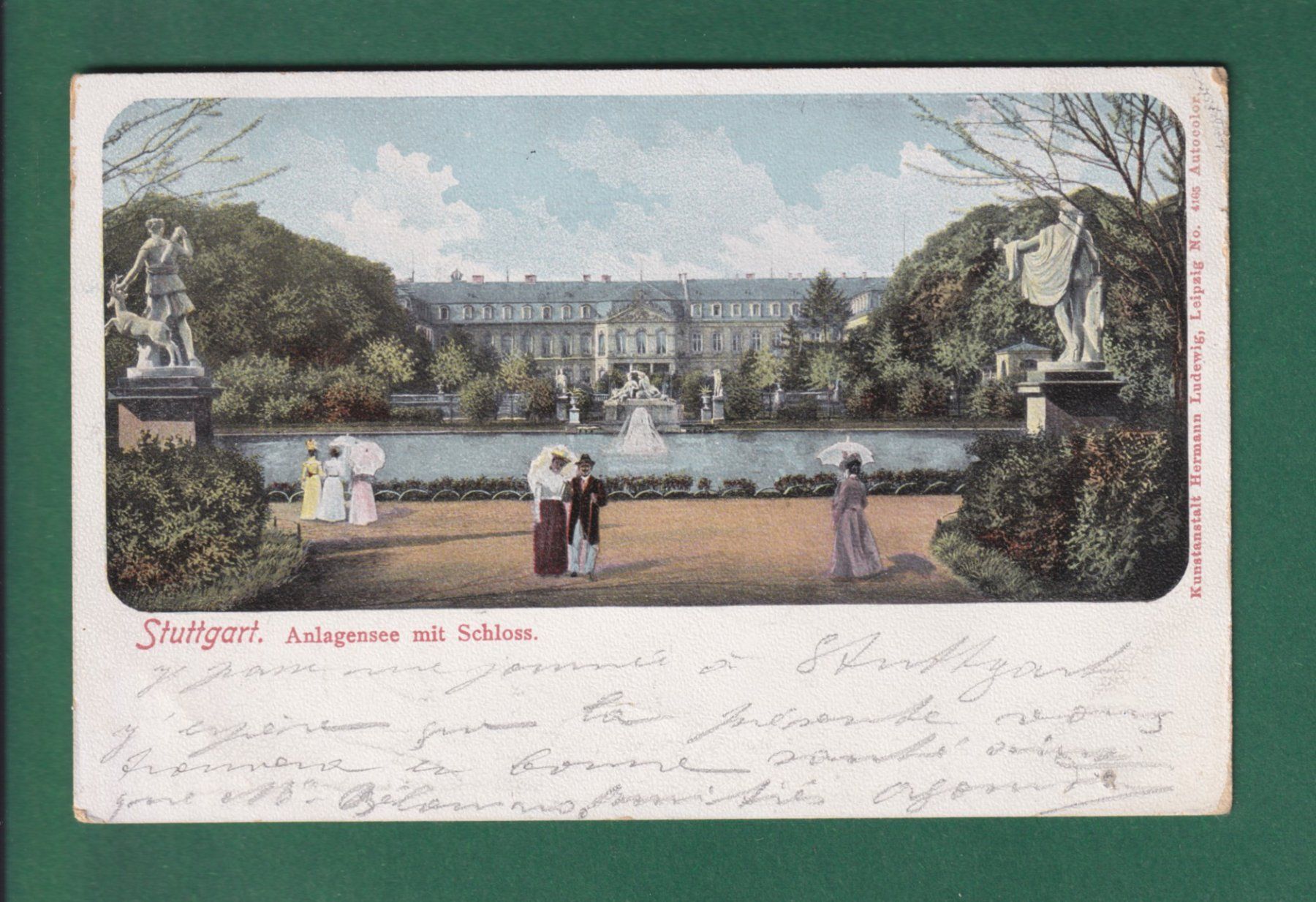 Cartoline postali: STUTTGART - Anlagensee mit Schloss - 1902 – Usato da Pully venduto da nicecards-shop