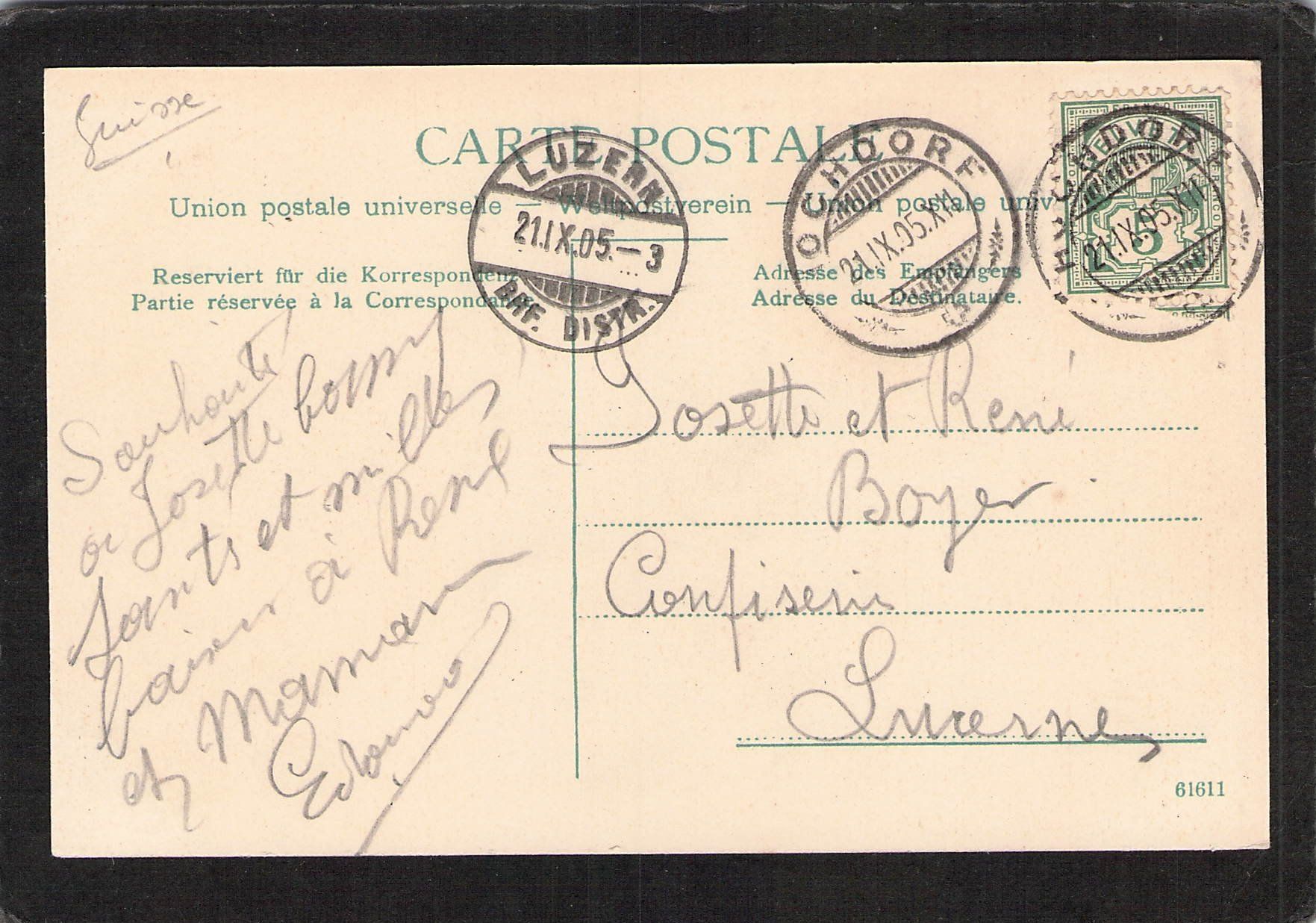 Cartoline postali: Hochdorf LU , Mondscheinkarte , gel. 1905 – Usato da Reichenburg venduto da Pipo-67 1