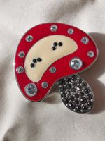 Swarovski Brosche Glücks Pilz rot