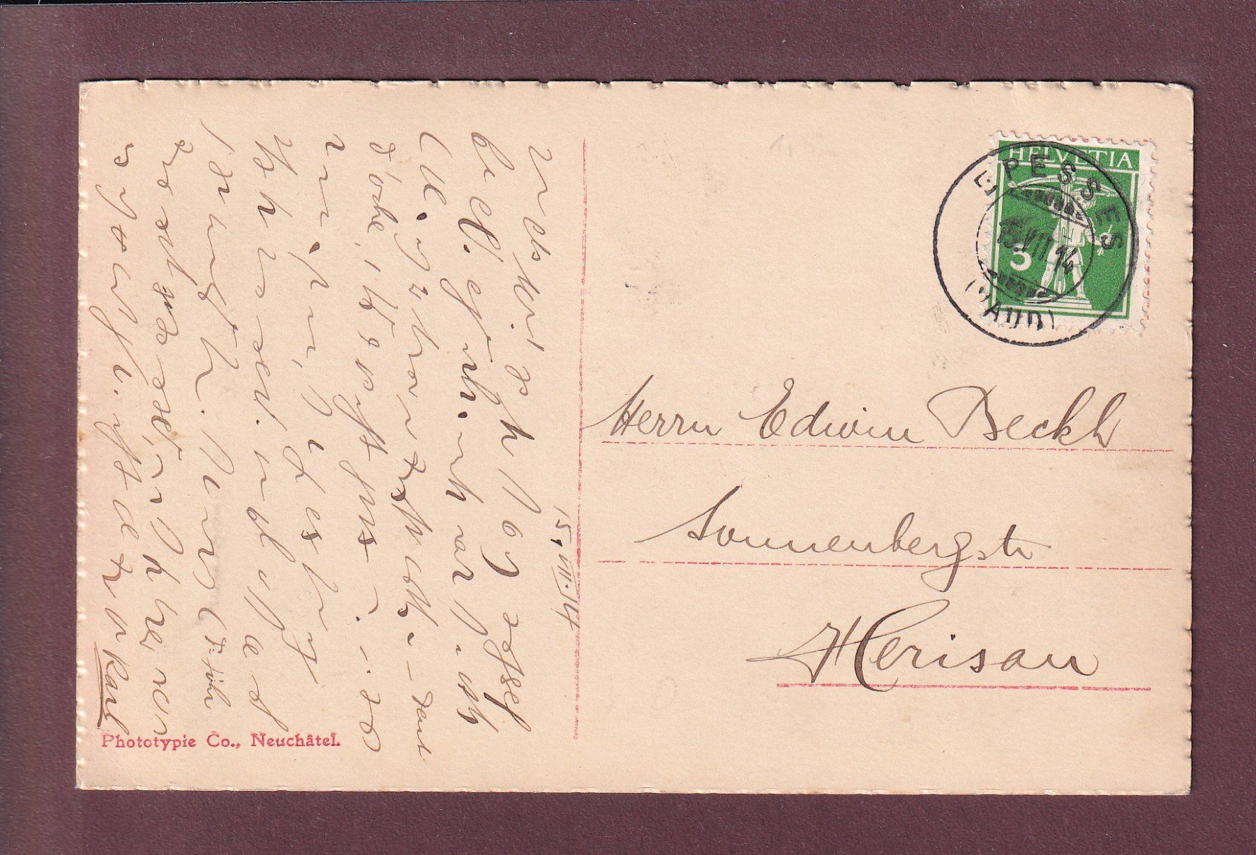 Cartoline postali: LAUSANNE et les alpes - 1914 – Usato da Pully venduto da nicecards 1