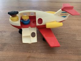 Vintage-Spielzeug Fisher Price Flugzeug mit 2 Figuren