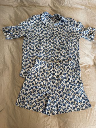 Zara blue Floral Print Summer Set - Top & Shorts