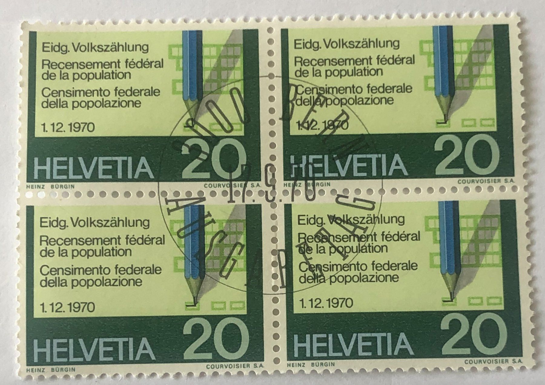 Tutti i francobolli: 4 er Block Nr.488 mit Vollstempel  Bern – Usato da Aarau venduto da Billa007